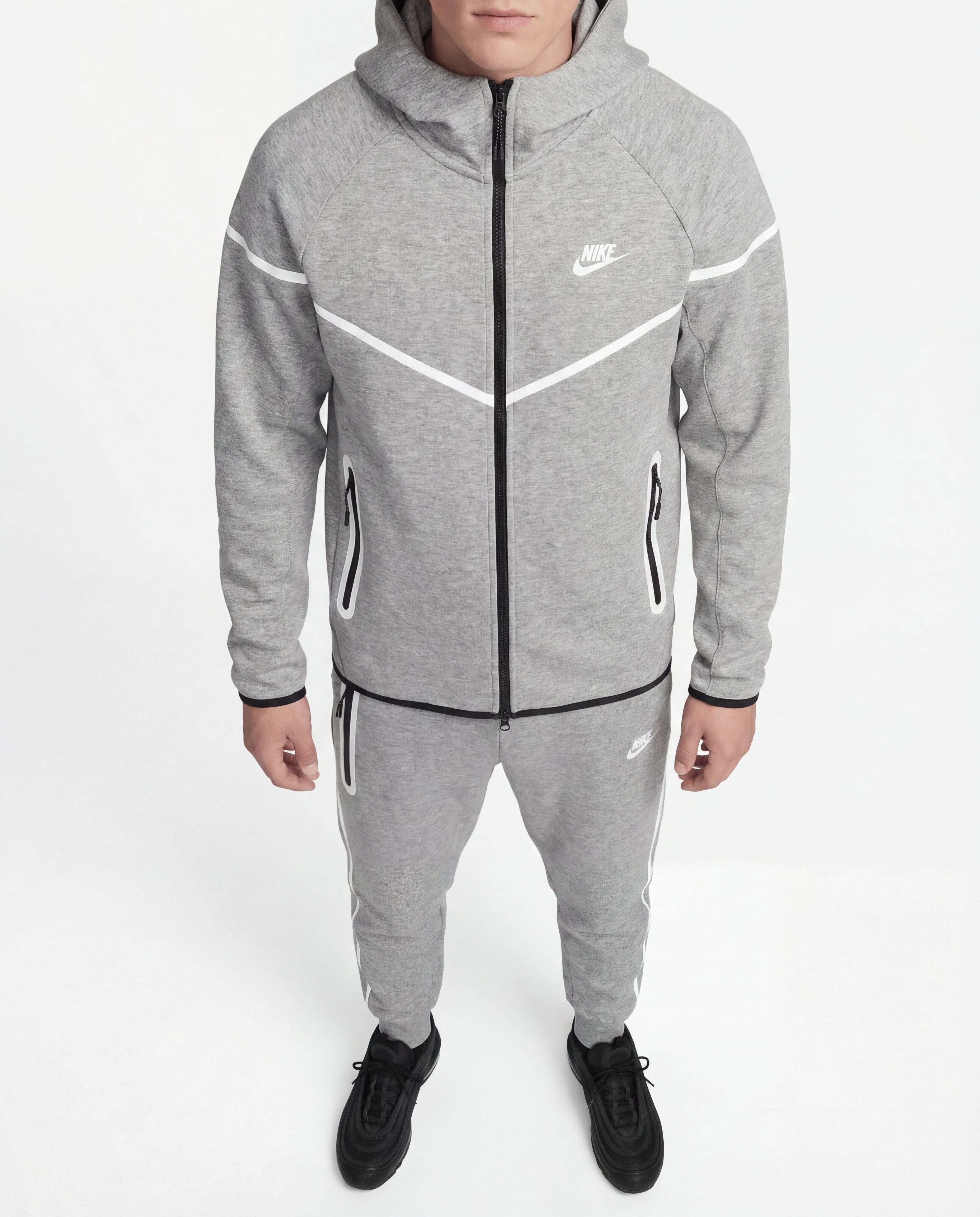 Nike Tech Fleece Grey Reflective Full Zip Windrunner Tracksuit - DripDrip Balkan