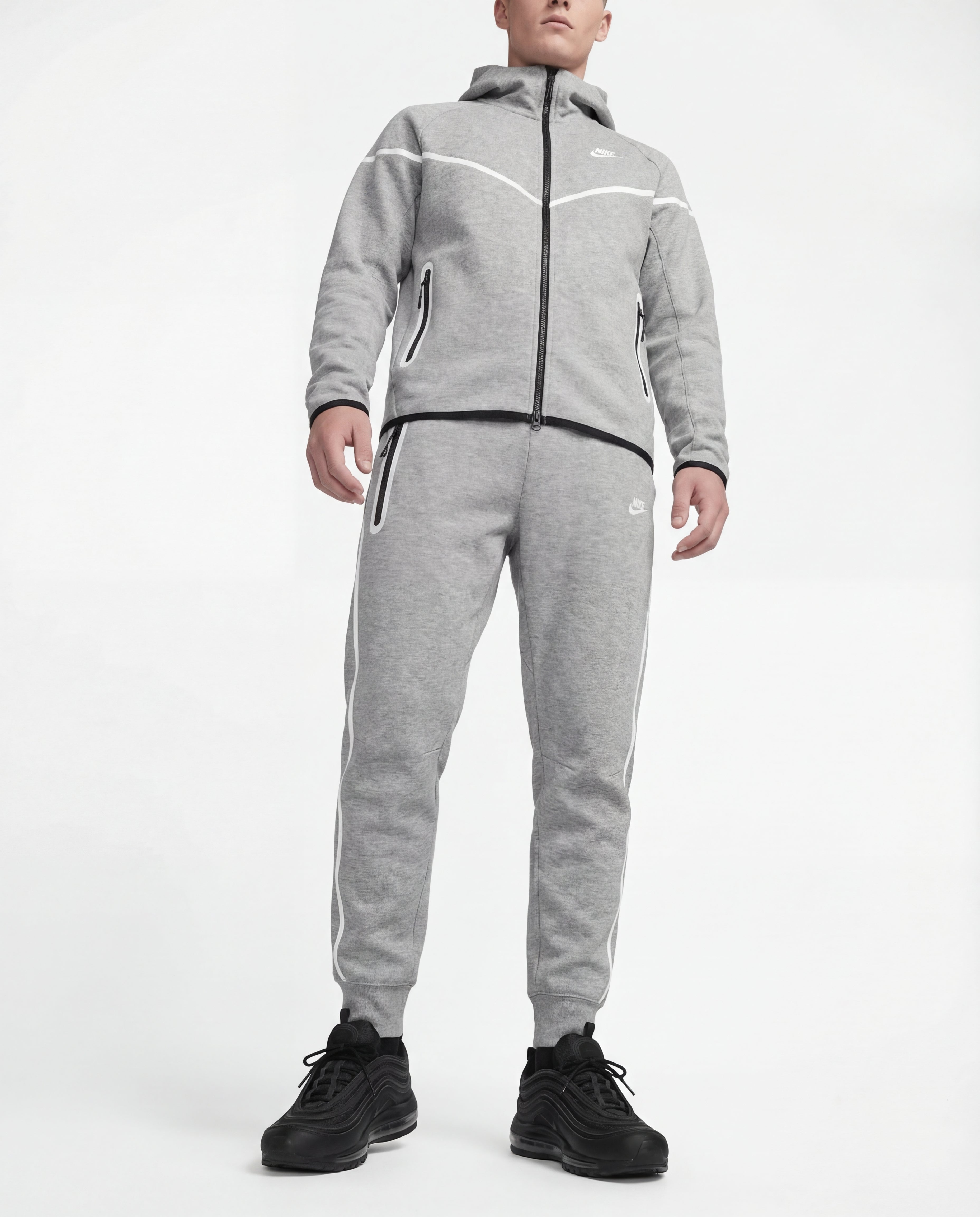 Nike Tech Fleece Grey Reflective Full Zip Windrunner Tracksuit - DripDrip Balkan
